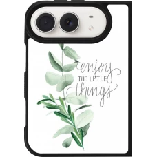 Coque iPhone Duo - Silicone rigide noir Enjoy the little things