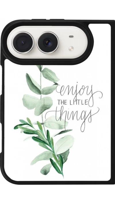Coque iPhone Duo - Silicone rigide noir Enjoy the little things