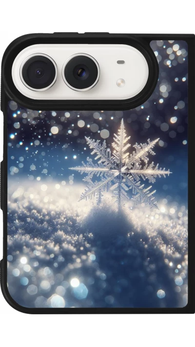 iPhone Duo Case Hülle - Silikon schwarz Schneeflocke Solar Glanz