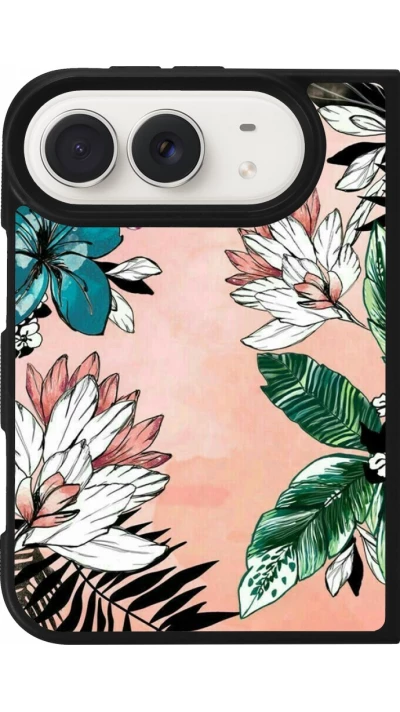 Coque iPhone Duo - Silicone rigide noir Flowers Artprint