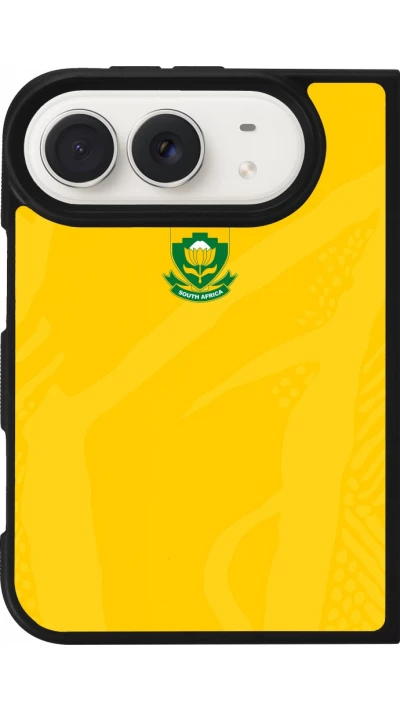 Coque iPhone Duo - Silicone rigide noir Maillot de football Afrique du Sud 2026 personnalisable