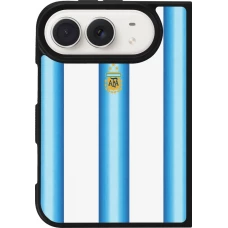 Coque iPhone Duo - Silicone rigide noir Maillot de football Argentine 2026 personnalisable