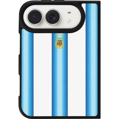 Coque iPhone Duo - Silicone rigide noir Maillot de football Argentine 2026 personnalisable
