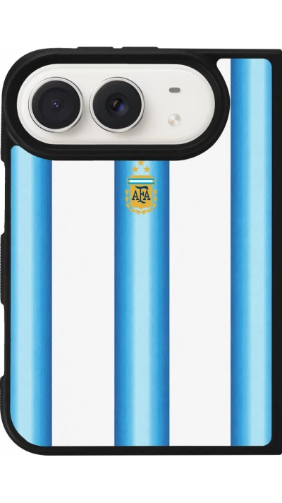 Coque iPhone Duo - Silicone rigide noir Maillot de football Argentine 2026 personnalisable