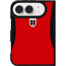 Coque iPhone Duo - Silicone rigide noir Maillot de football Autriche 2026 personnalisable