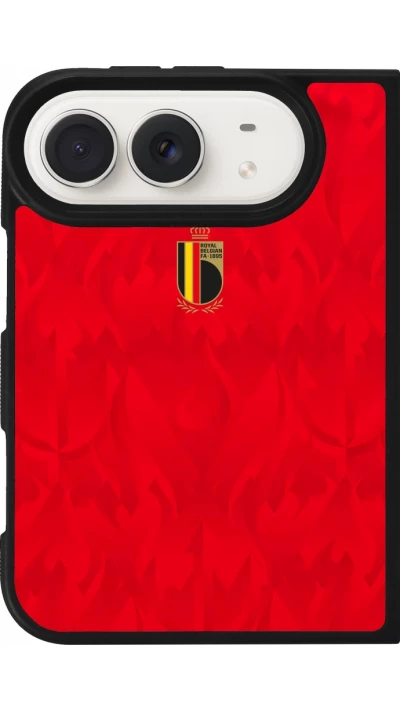 Coque iPhone Duo - Silicone rigide noir Maillot de football Belgique 2026 personnalisable