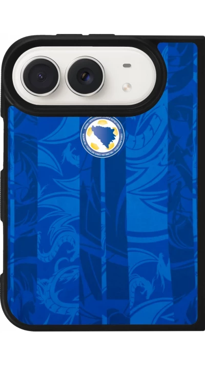 Coque iPhone Duo - Silicone rigide noir Maillot de football Bosnie-Herzégovine 2026 personnalisable