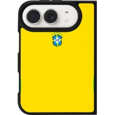 Coque iPhone Duo - Silicone rigide noir Maillot de football Bresil 2026 personnalisable