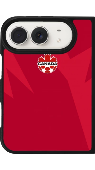 Coque iPhone Duo - Silicone rigide noir Maillot de football Canada 2026 personnalisable