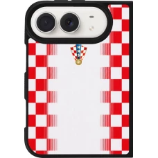 Coque iPhone Duo - Silicone rigide noir Maillot de football Croatie 2026 personnalisable