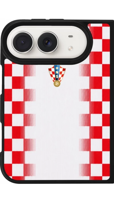 Coque iPhone Duo - Silicone rigide noir Maillot de football Croatie 2026 personnalisable