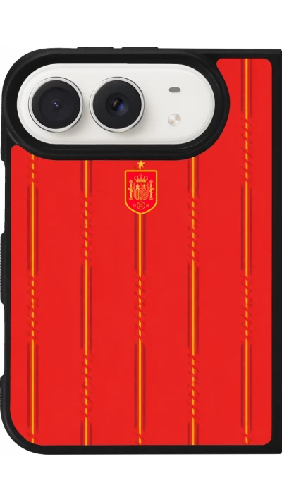 Coque iPhone Duo - Silicone rigide noir Maillot de football Espagne 2026 personnalisable
