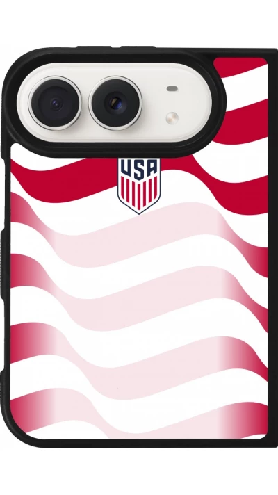Coque iPhone Duo - Silicone rigide noir Maillot de football États-Unis 2026 personnalisable