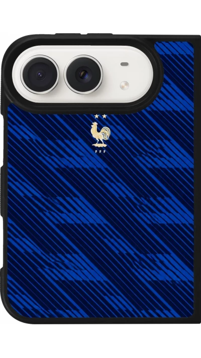 Coque iPhone Duo - Silicone rigide noir Maillot de football France 2026 personnalisable
