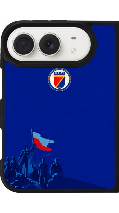 Coque iPhone Duo - Silicone rigide noir Maillot de football Hai?ti 2026 personnalisable