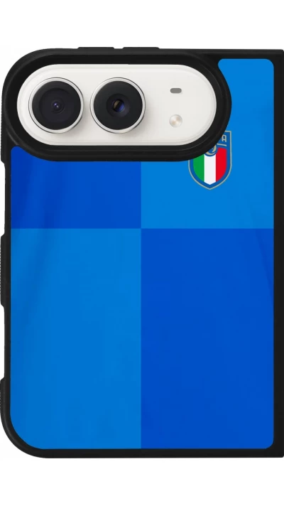 Coque iPhone Duo - Silicone rigide noir Maillot de football Italie 2022 personnalisable