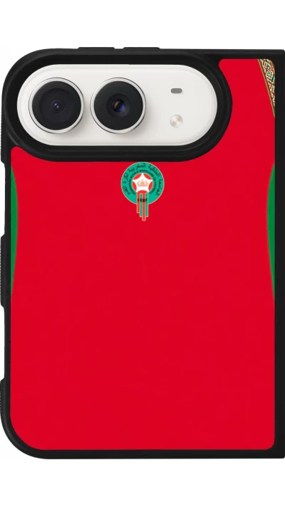 Coque iPhone Duo - Silicone rigide noir Maillot de football Maroc 2026 personnalisable