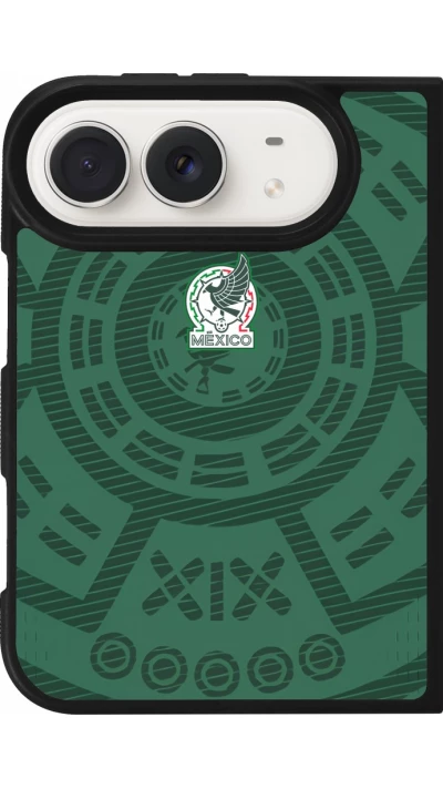 Coque iPhone Duo - Silicone rigide noir Maillot de football Mexique 2026 personnalisable