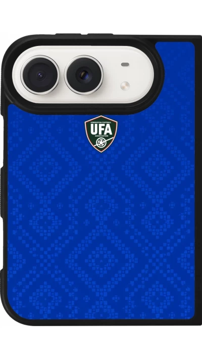 Coque iPhone Duo - Silicone rigide noir Maillot de football Ouzbékistan 2026 personnalisable
