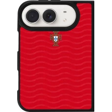 Coque iPhone Duo - Silicone rigide noir Maillot de football Portugal 2026 personnalisable