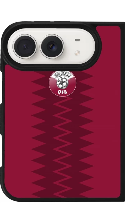 Coque iPhone Duo - Silicone rigide noir Maillot de football Qatar 2026 personnalisable