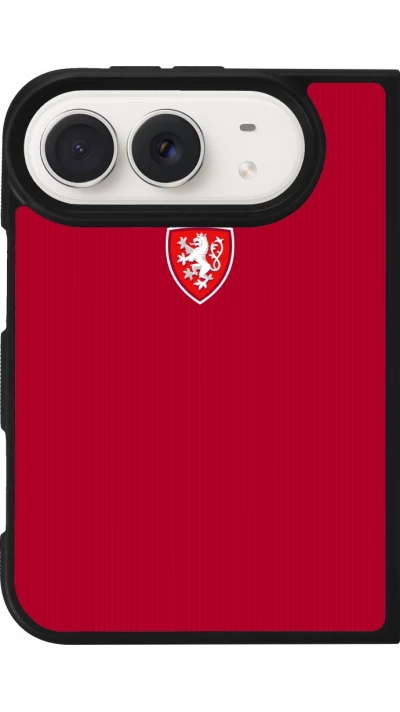 Coque iPhone Duo - Silicone rigide noir Maillot de football Répuplique Tchèque 2026 personnalisable