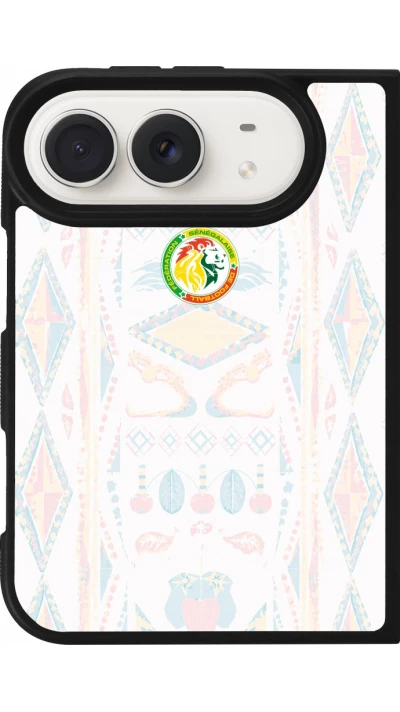 Coque iPhone Duo - Silicone rigide noir Maillot de football Se?ne?gal 2026 personnalisable