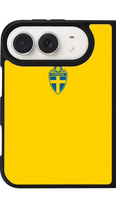 Coque iPhone Duo - Silicone rigide noir Maillot de football Suède 2026 personnalisable