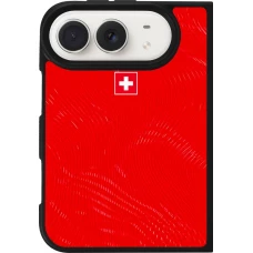 Coque iPhone Duo - Silicone rigide noir Maillot de football Suisse 2026 personnalisable