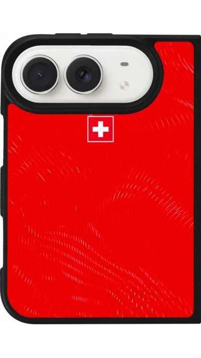 Coque iPhone Duo - Silicone rigide noir Maillot de football Suisse 2026 personnalisable