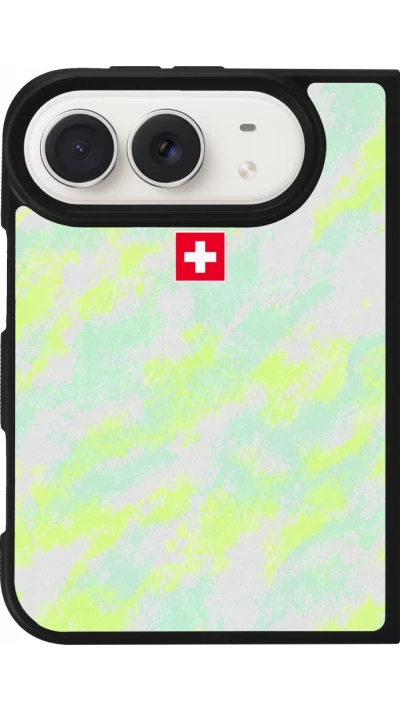 Coque iPhone Duo - Silicone rigide noir Maillot de football Suisse Away 2026 personnalisable