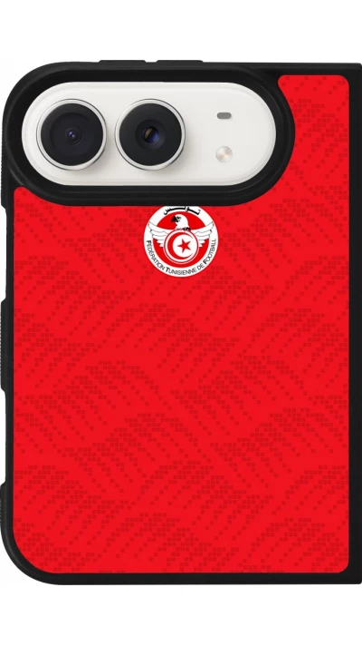 Coque iPhone Duo - Silicone rigide noir Maillot de football Tunisie 2026 personnalisable