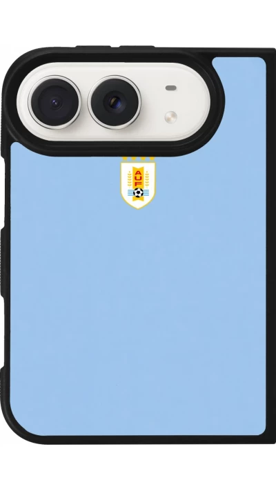 Coque iPhone Duo - Silicone rigide noir Maillot de football Uruguay 2026 personnalisable