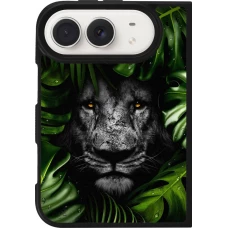 Coque iPhone Duo - Silicone rigide noir Forest Lion