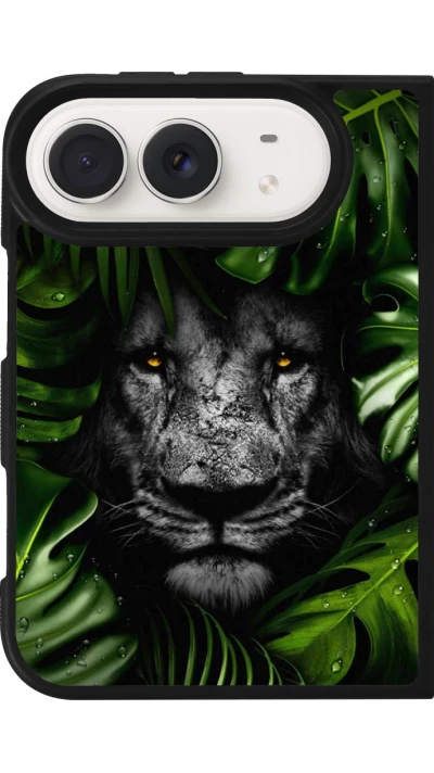 Coque iPhone Duo - Silicone rigide noir Forest Lion