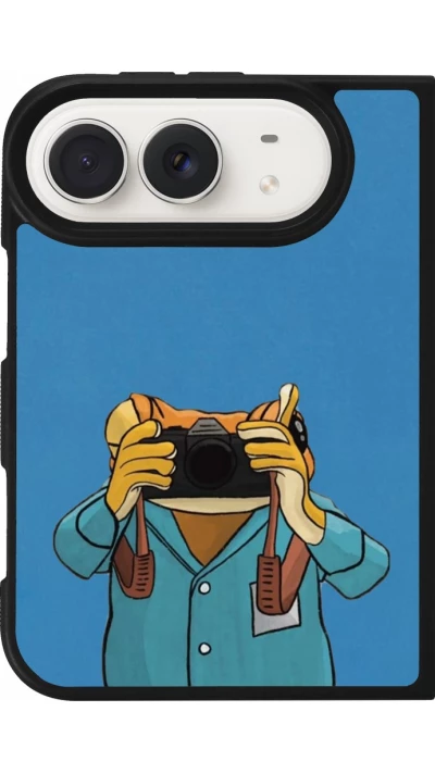 Coque iPhone Duo - Silicone rigide noir Frog with camera DTMF