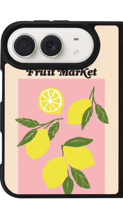 Coque iPhone Duo - Silicone rigide noir Fruit market lemons 2026