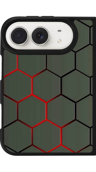Coque iPhone Duo - Silicone rigide noir Geometric Line red