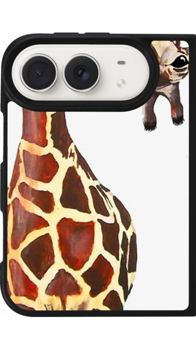 Coque iPhone Duo - Silicone rigide noir Giraffe Fit