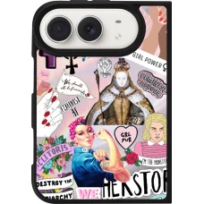 Coque iPhone Duo - Silicone rigide noir Girl Power Collage