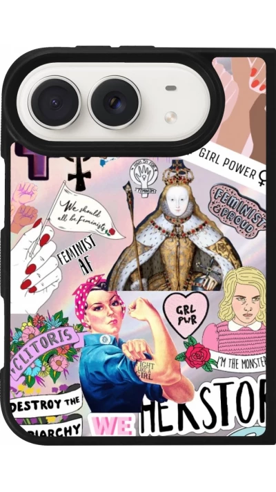 Coque iPhone Duo - Silicone rigide noir Girl Power Collage