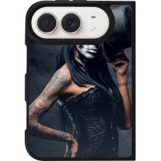 Coque iPhone Duo - Silicone rigide noir Halloween 22 Tattooed Girl