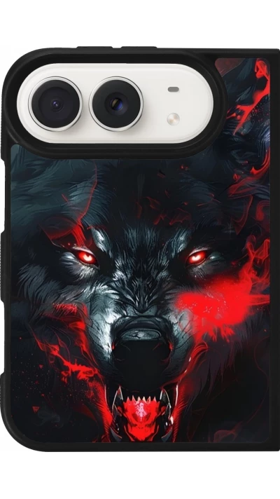 Coque iPhone Duo - Silicone rigide noir Halloween 2024 mad werewolf