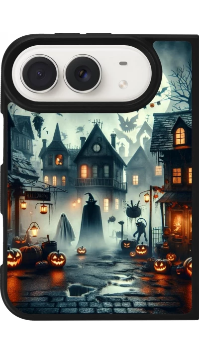 Coque iPhone Duo - Silicone rigide noir Halloween Spookville