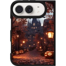 Coque iPhone Duo - Silicone rigide noir Halloween 2025 Haunted house