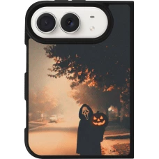 Coque iPhone Duo - Silicone rigide noir Halloween 2025 Scream