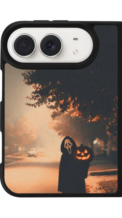 Coque iPhone Duo - Silicone rigide noir Halloween 2025 Scream