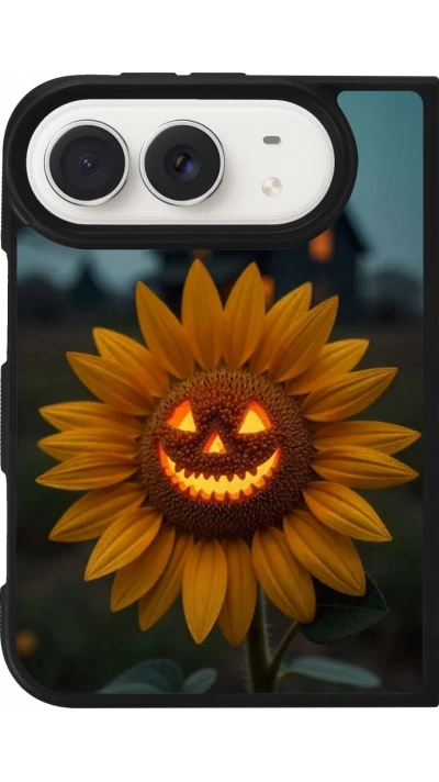 Coque iPhone Duo - Silicone rigide noir Halloween 2026 Evil Sunflower