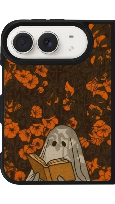 Coque iPhone Duo - Silicone rigide noir Halloween 2026 Ghost reading