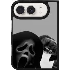 Coque iPhone Duo - Silicone rigide noir Halloween 2026 Scream and Michael Myers